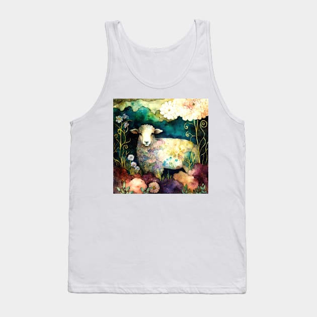 Sheep , Watercolor Farm Animals Tank Top by Dream and Design